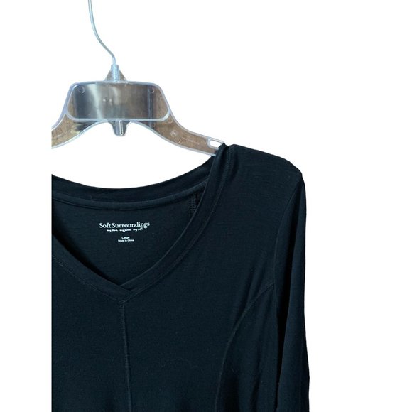 Soft Surroundings Womens Size Large L Black Dress Fit Flare 1/2 Sleeve Viscose K - Picture 2 of 4